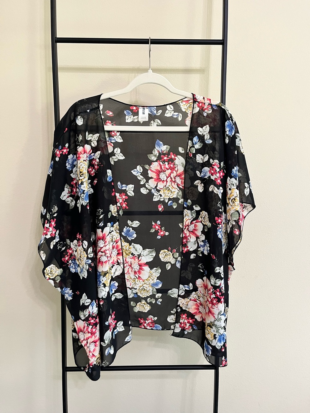 Color Swatch Floral Sheer Chiffon Kimono Boho Garden Lightweight Cardigan 1X